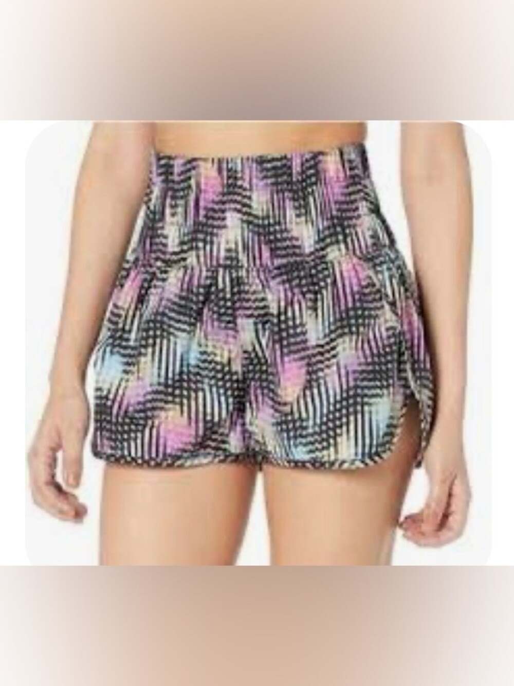 FP Free People Movement Printed Athletic Shorts Size large High Rise Flowy